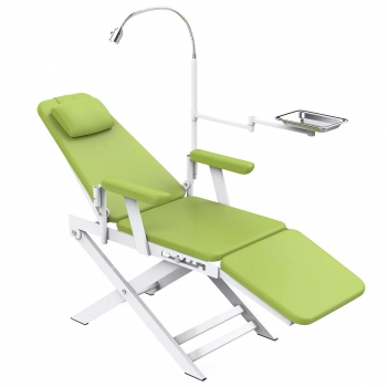 Dental Portable Folding Chair / Mobile Dental Chair with LED Light Lamp & Dental Tray