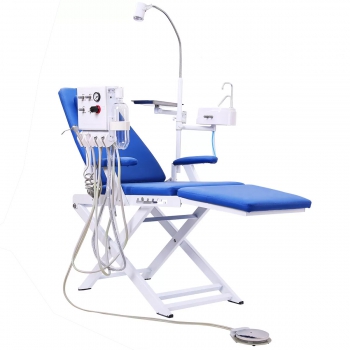 Portable Dental Mobile Chair Folding Chair with LED Light + Air Turbine Unit + D...