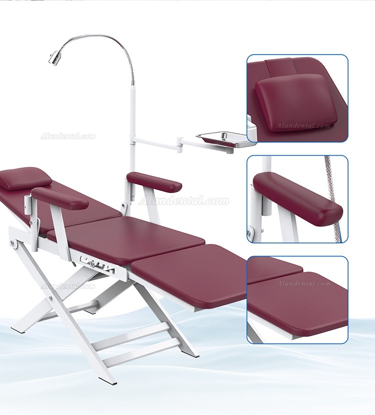 Dental Portable Folding Chair / Mobile Dental Chair with LED Light Lamp & Dental Tray