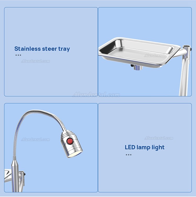 Dental Portable Folding Chair / Mobile Dental Chair with LED Light Lamp & Dental Tray